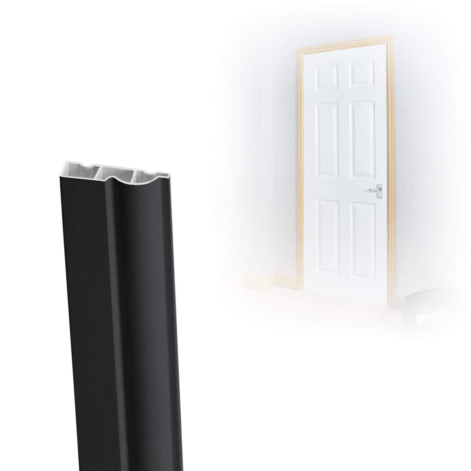 1 x 2.7 metre White Satin, English Oak, Rosewood or Golden Oak Roomline PVC-u Quality Door Architrave - Hassle-Free Fitting. Zero-Maintenance. Realistic Woodgrain Finish. (Anthracite Grey)