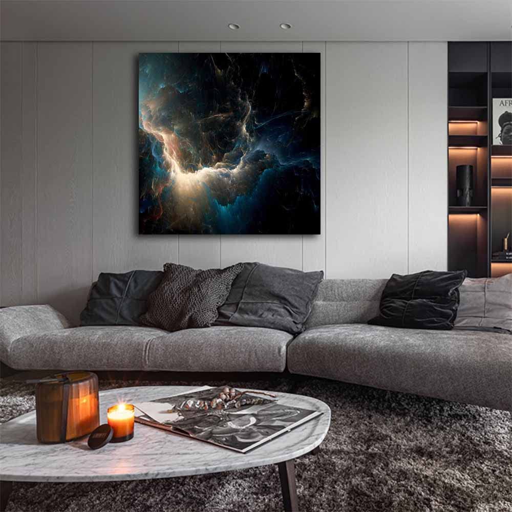 Tableau Toile ARTTOR 160x50cm - Abstraction Nuage Noir Obscurité - Déco Moderne