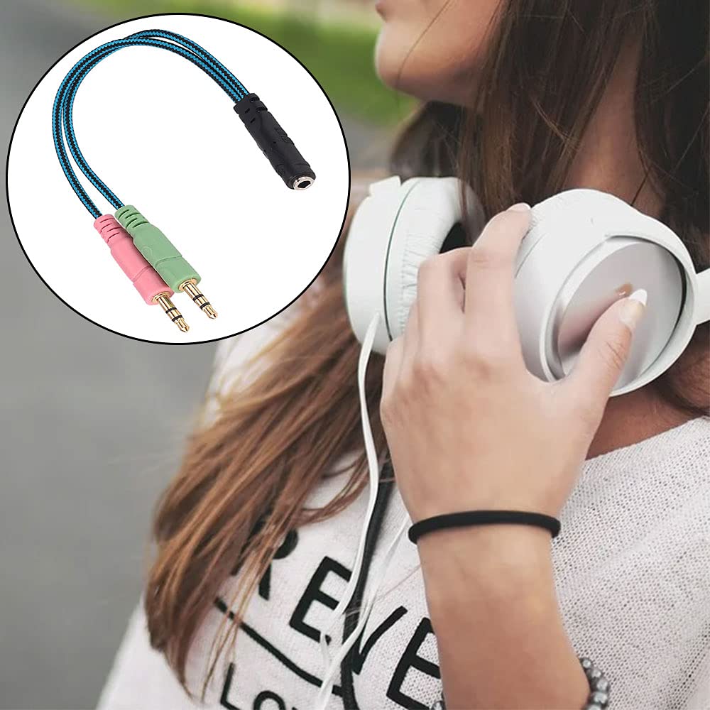 2 Pieces 3.5mm Adapter Headphone Splitter Female to 2 Male Headset