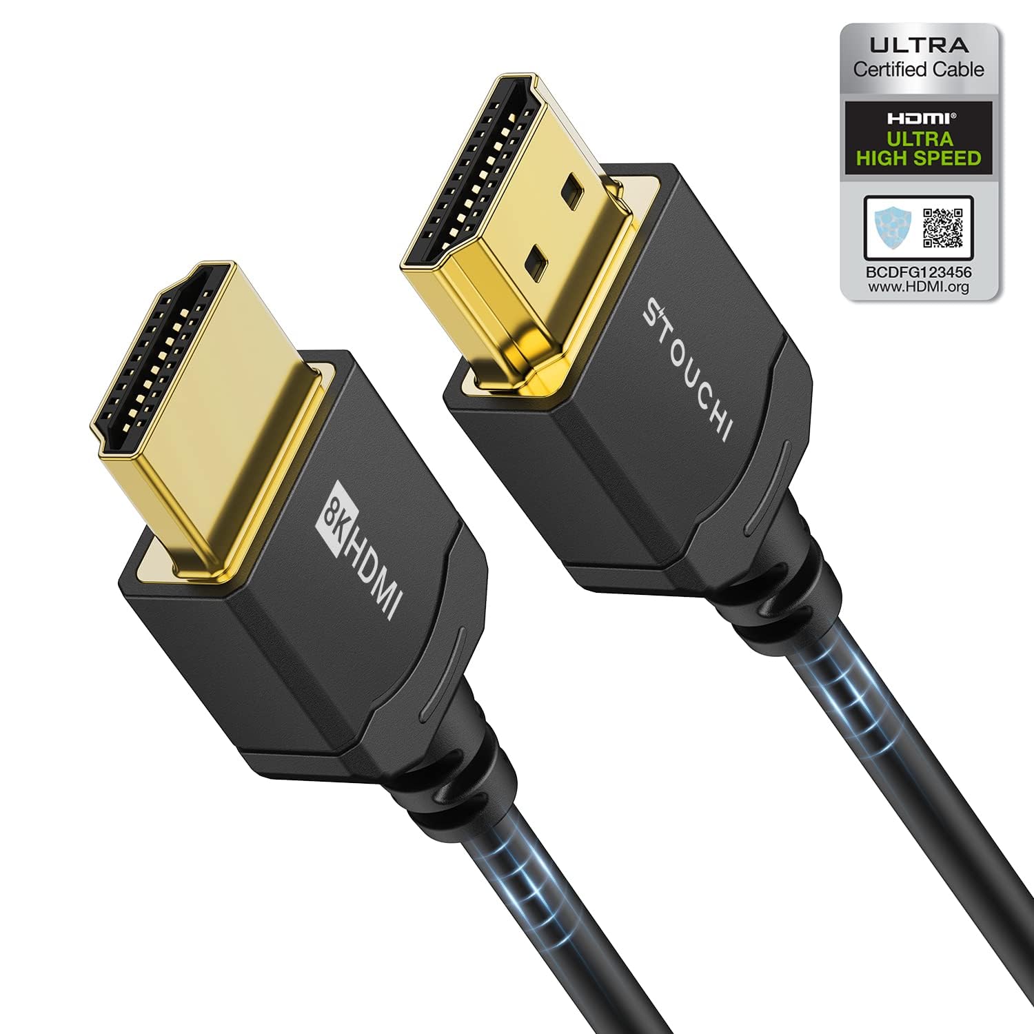 Stouchi Ultra High Speed 1,5M ​​HDMI® Kabel 8K, Hyper Slim Kabel,Extrem Flexibles 8K HDMI Kabel, Unterstützt 10K 8K120 4K120 144 Hz,eARC HDR10 4:4:4 HDCP 2.2&2.3 Dolby Kompatibel mit PS5/Xbox/LG