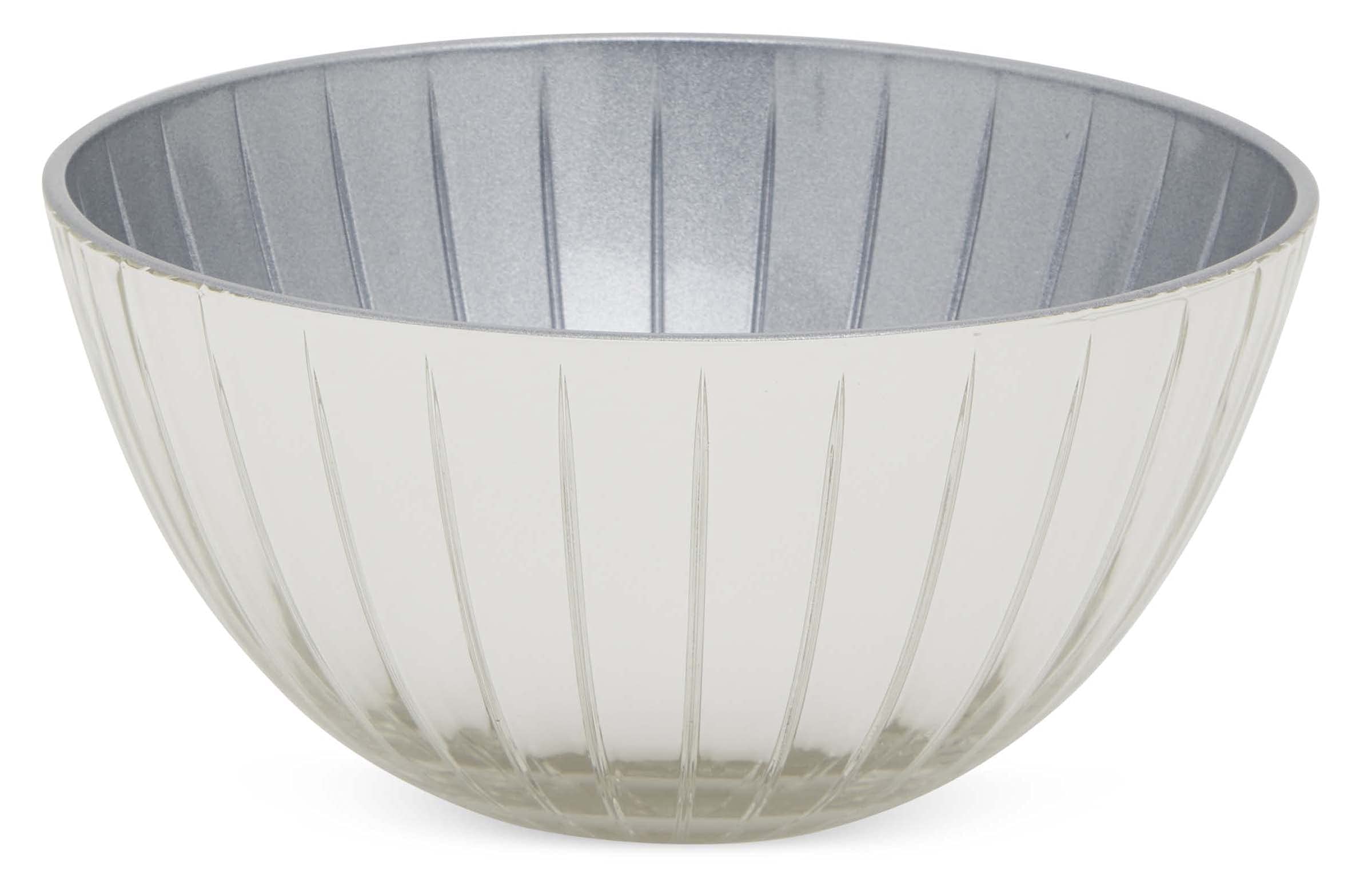 Bol en verre à rayures 23,5 cm H.11,5 cm – Argenté/papier de sucre