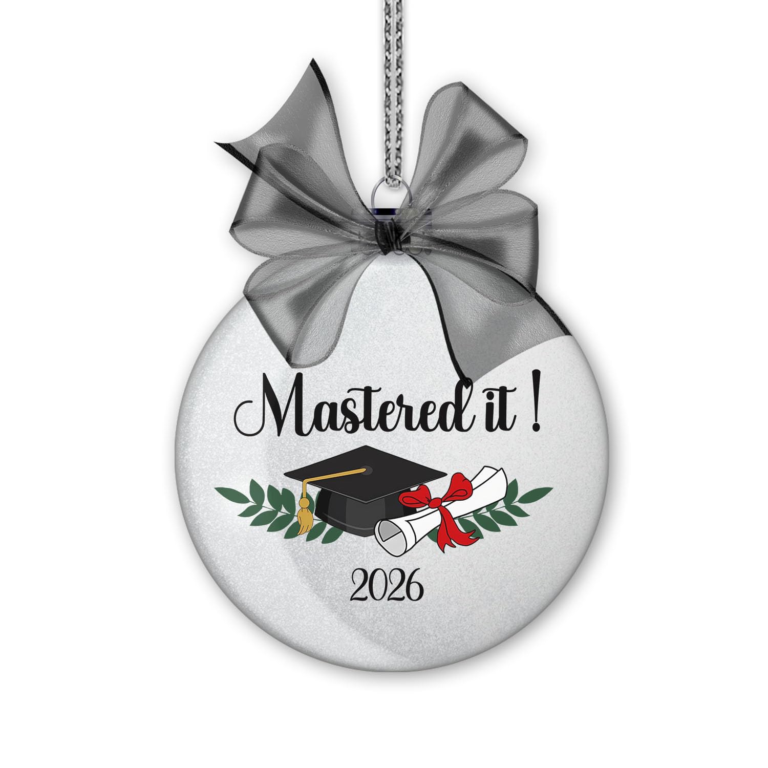 Mastered It Class of 2026 Masters Degree Graduation Ornament Christmas Ornament Tree Decoration Gifts for Her Him Graduation Gift for High School Graduate PhD College Students Glitter