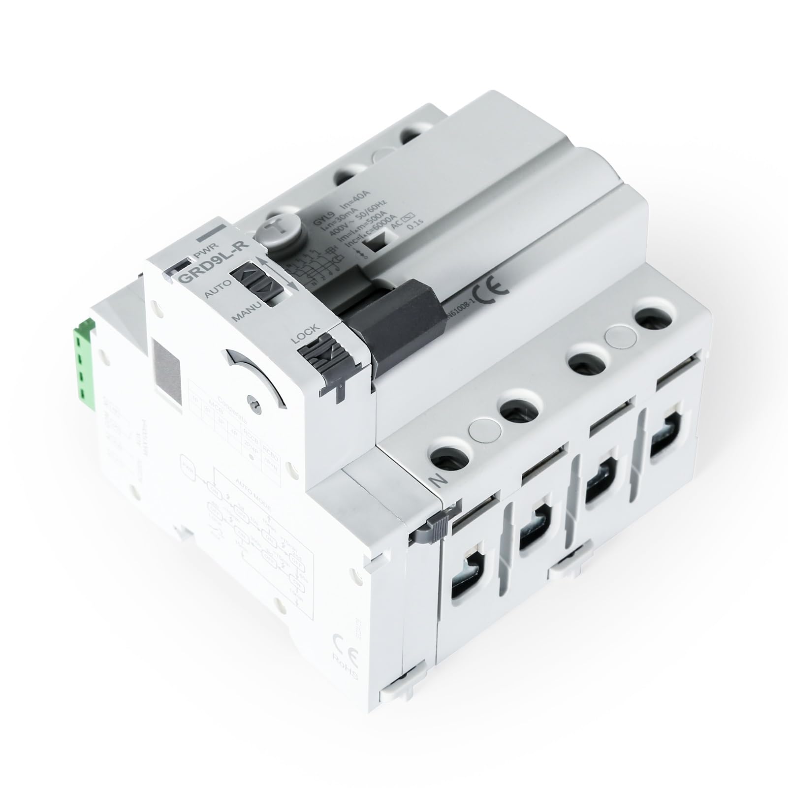 DEWIN Interruttore Differenziale a Riarmo Automatico 40A 30mA Salvavita Riarmo Automatico Interruttore Differenziale Salvavita RCCB 4P AC400V
