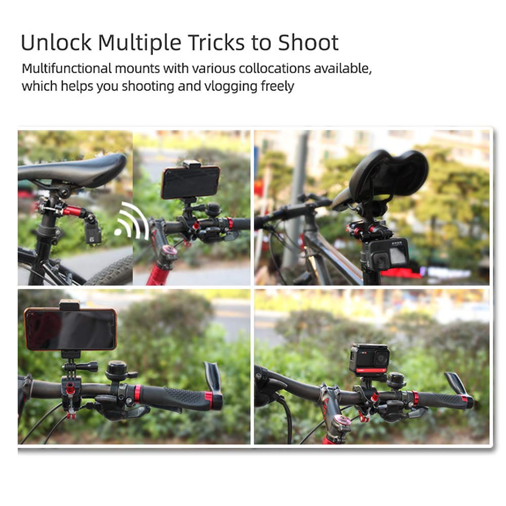 JXE Outdoorowy zestaw rowerowy uchwyt na telefon komórkowy i uchwyt na sztycę rowerową do kamery sportowej kompatybilny z serią Gopro/Osmo Action/Osmo Pocket / Insta360 Series/Fimi Palm