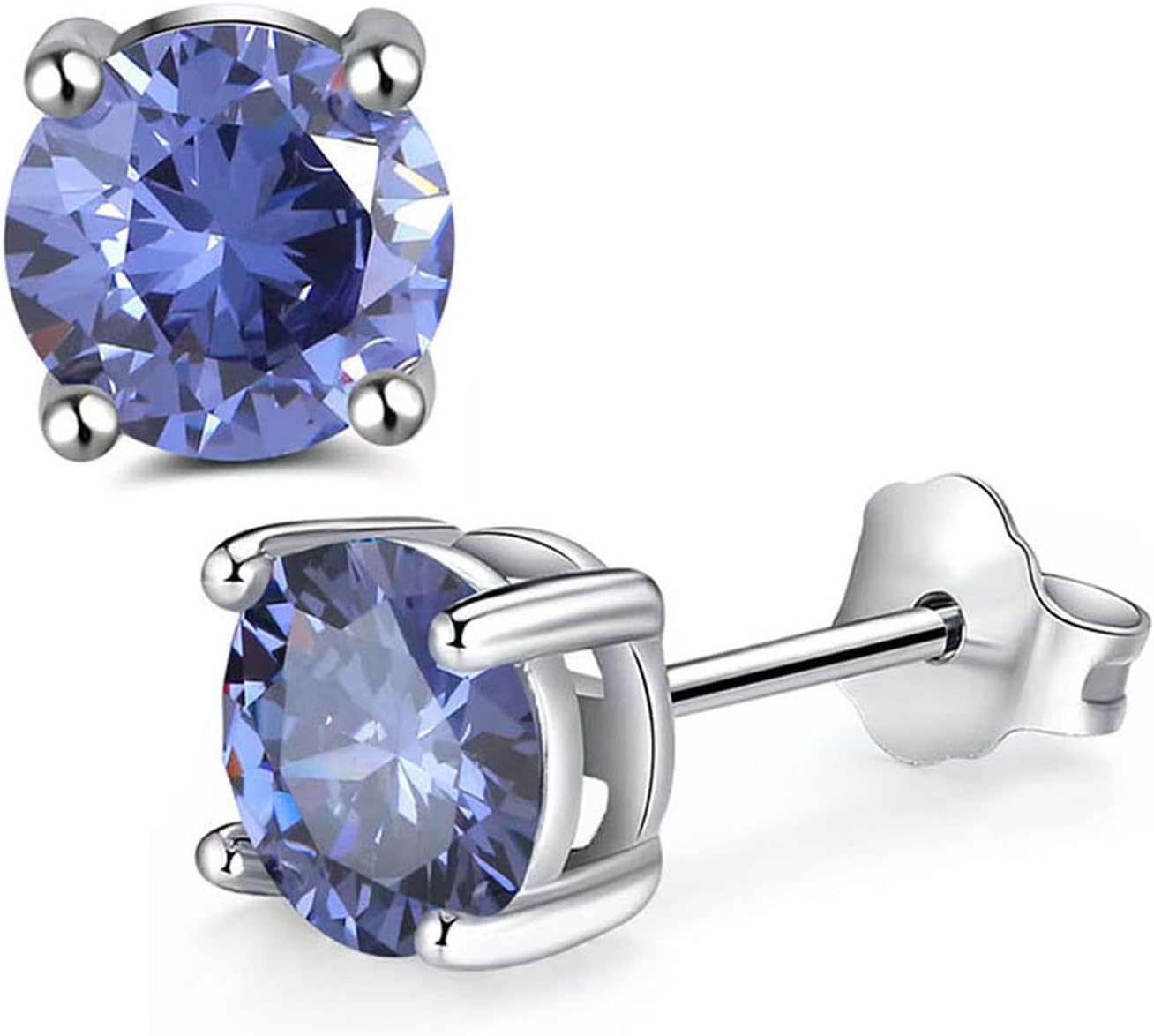 925 Sterling Silver CZ Stud Earrings,Earrings Studs Hypoallergenic Blue Cubic Zironia Earrings for Women