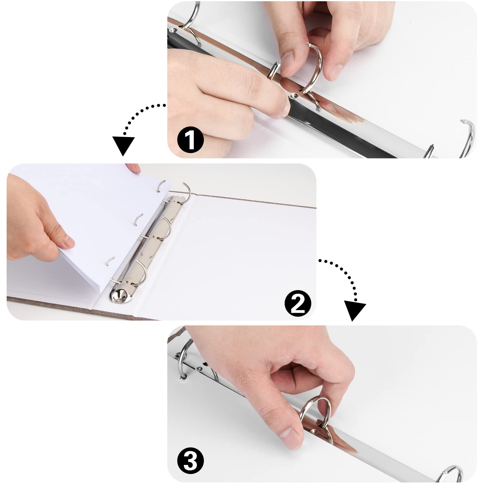 Homakover Raccoglitore a 3 anelli, formato A4, con rivestimento in tessuto, rotondo, resistente, per carta formato lettera a 3 fori, organizer decorativo, contiene 200 fogli 21,6 x 27,9 cm, ufficio e