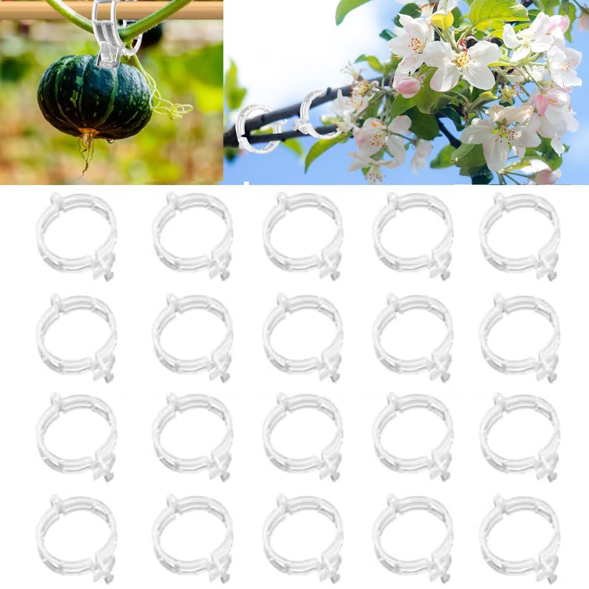 Plant Support Clips, Garden Clips for Climbing Plants, Tomato Clips Plastic Plant Clips, Plant Clips for Support Grape Tomato Vegetables Plants to Grow Upright Makes Plants Healthier (300, White)