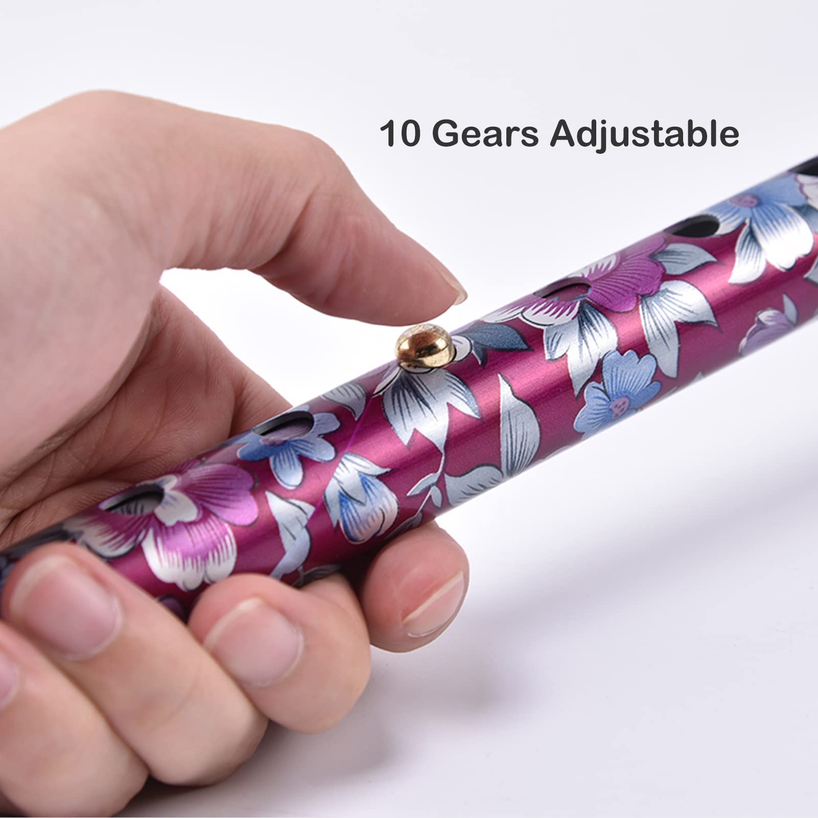 Bastones para Caminar para Mujeres, Bastón de Aluminio Ajustable con Diseño Floral Elegante para Hombres/Personas Mayores, Regulable en 10 Medidas