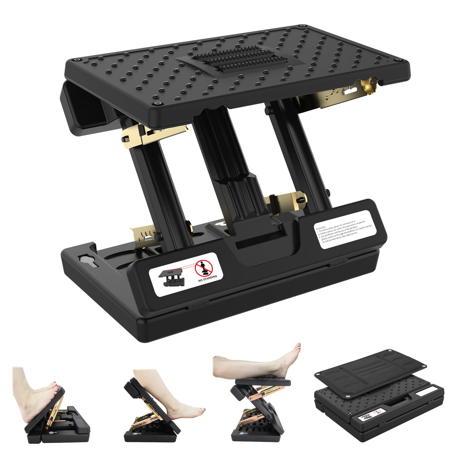 Vhelyom Foot Rest for Under Desk at Work,Height Adjustable footrest,with Massage Roller and Soft Pad,Foldable, Ergonomic,for Car,Office,Computer,