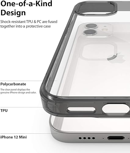 Miniatura 5 de Ringke Fusion Compatible with iPhone 12 Mini Case, Hard Clear Back Cover Shockproof Soft TPU Bumper Phone Case for iPhone 5.4-Inch 2020 - Smoke Black