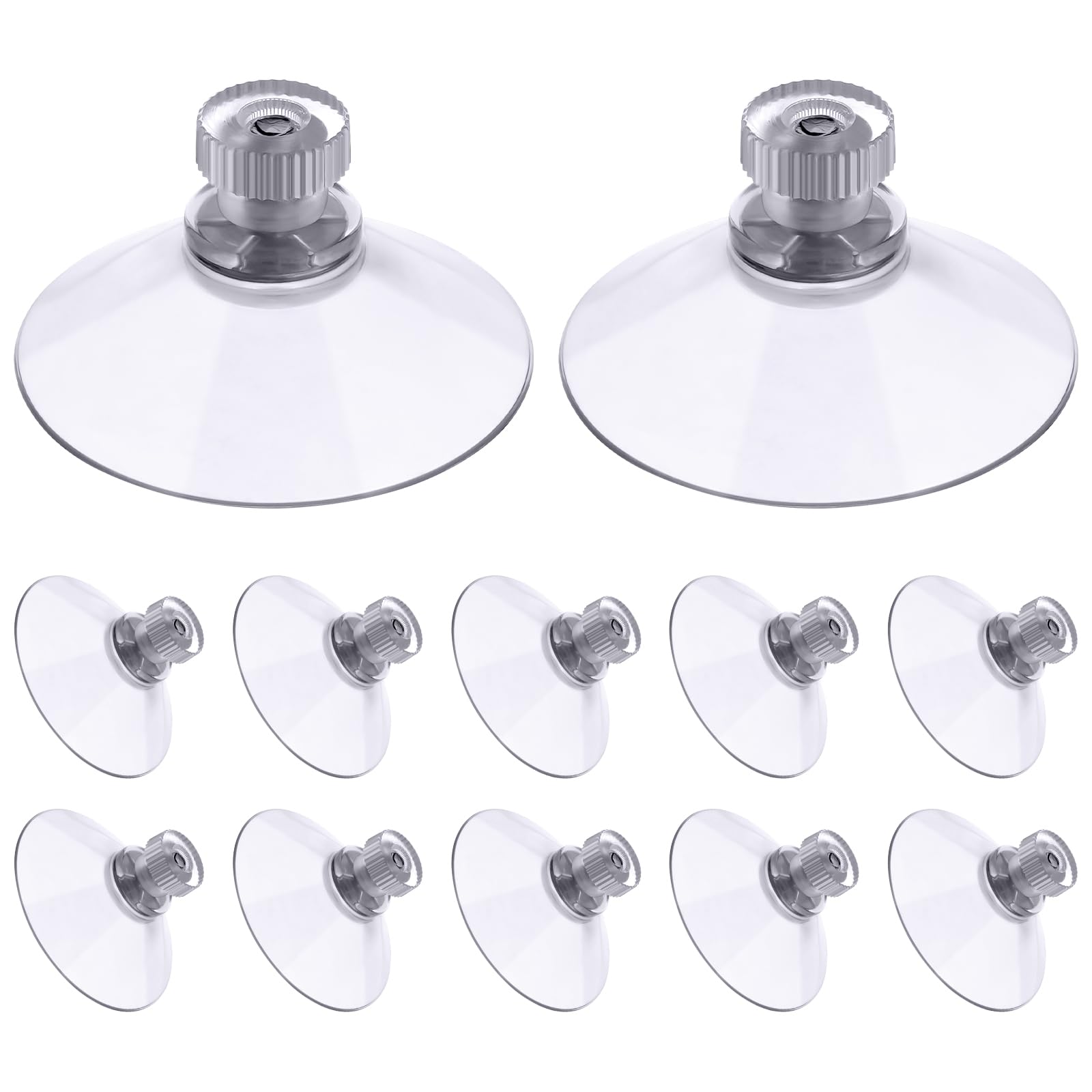 flintronic 12 PCS Suction Cups, 41mm Clear Suction Pads Plastic Sucker Pads, Suction Holder with Knurled Nut Window Suckers for Glass Mirror Window Wall Door and Other Smooth Flat