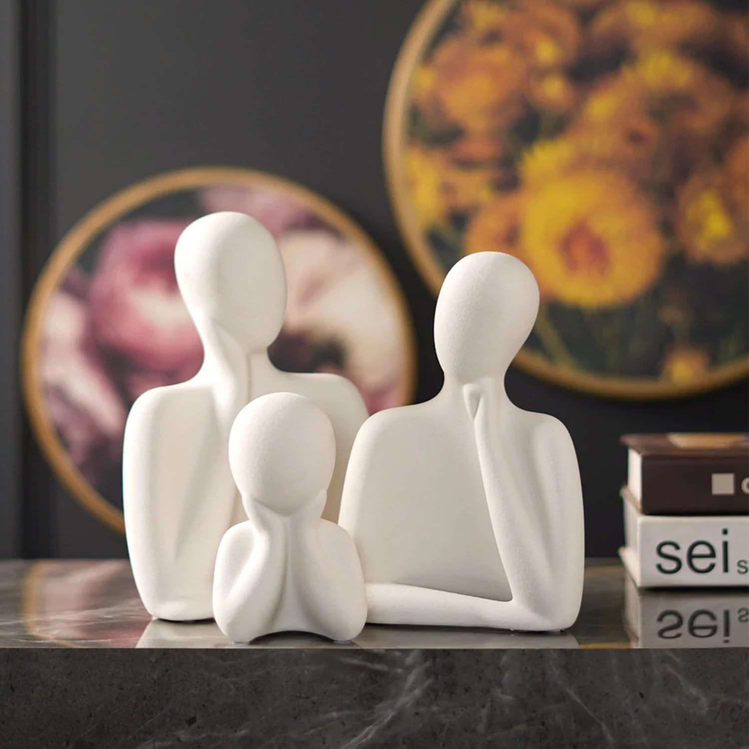 Hugging Couple Sculpture - Romantic Ceramic Figurine -8