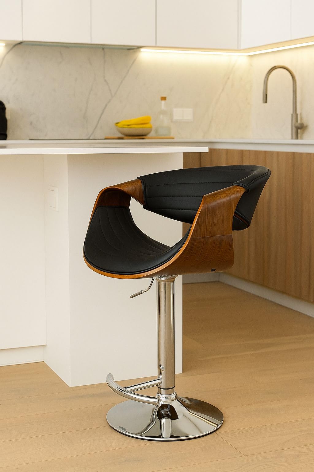 INNOWIN Om Rev Adjustable Wooden Bar Stool with Backrest | Modern Swivel Counter Chair for Kitchen, Dining, Cafe, Restaurant, Pub, Hotel & Bar discount deal