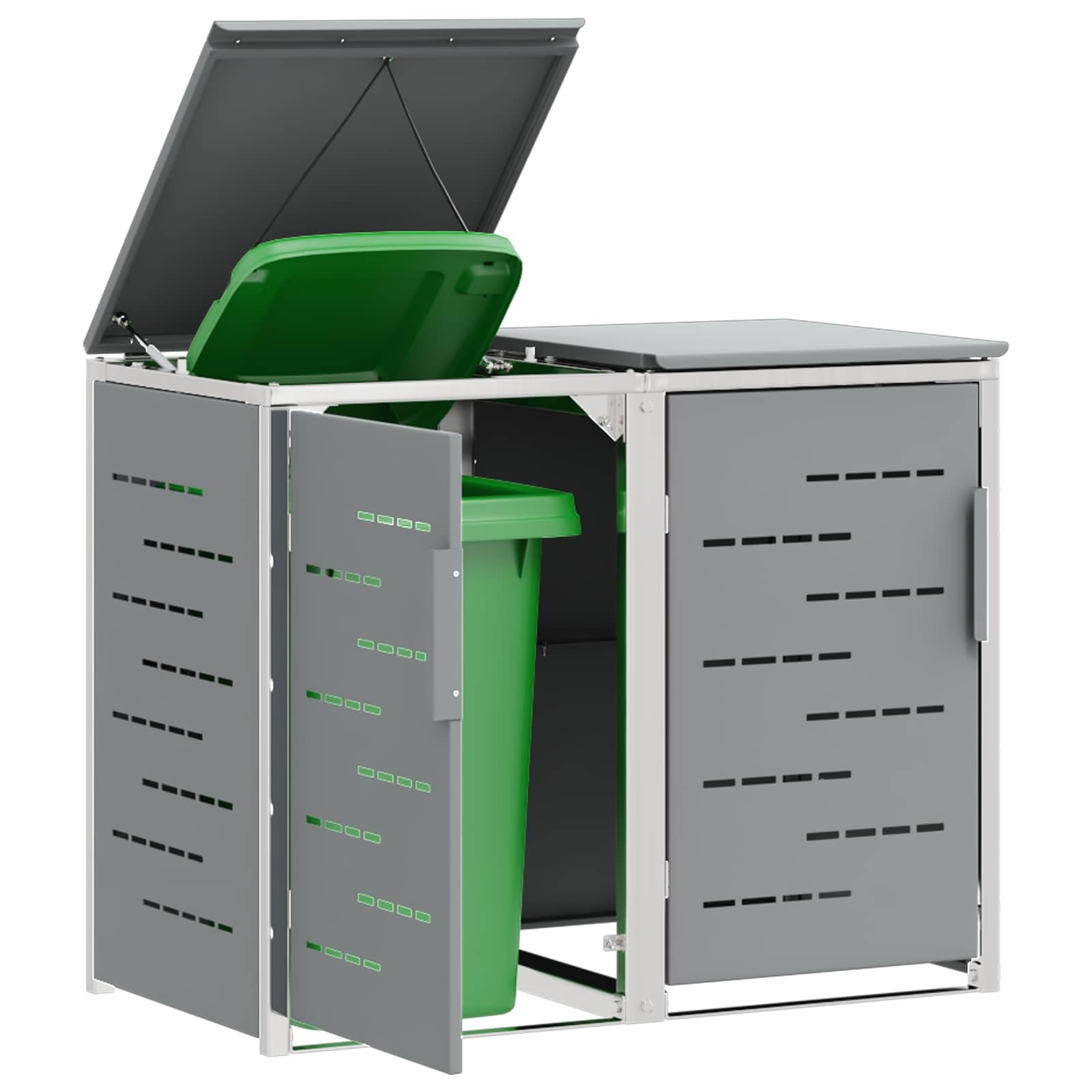 vidaXL Mülltonnenbox for 2 Bins 240L Edelstahl Grau