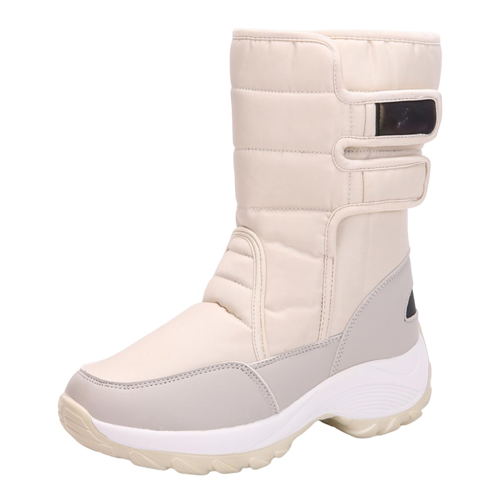 Ankle Boots Women Round Toe Platform Buckle Warm Plus Velet Loose Pull On Snow Booties Waterproof Comfortable Non-slip