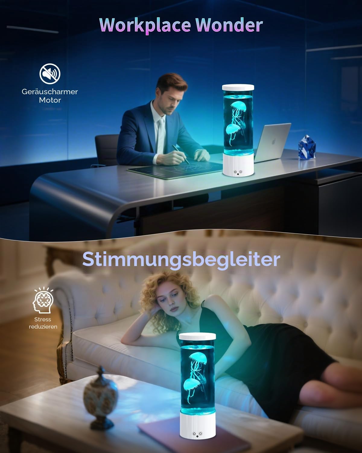 AONESY Lavalampe Quallen Lampe mit 17 Farben & 4 Lichtmodi : Jellyfish Lamp Lavalampen für Zimmer, Dekoration | Quallen Aquarium für Kinder Erwachsene den flüsterleisen Betrieb von Relaxion