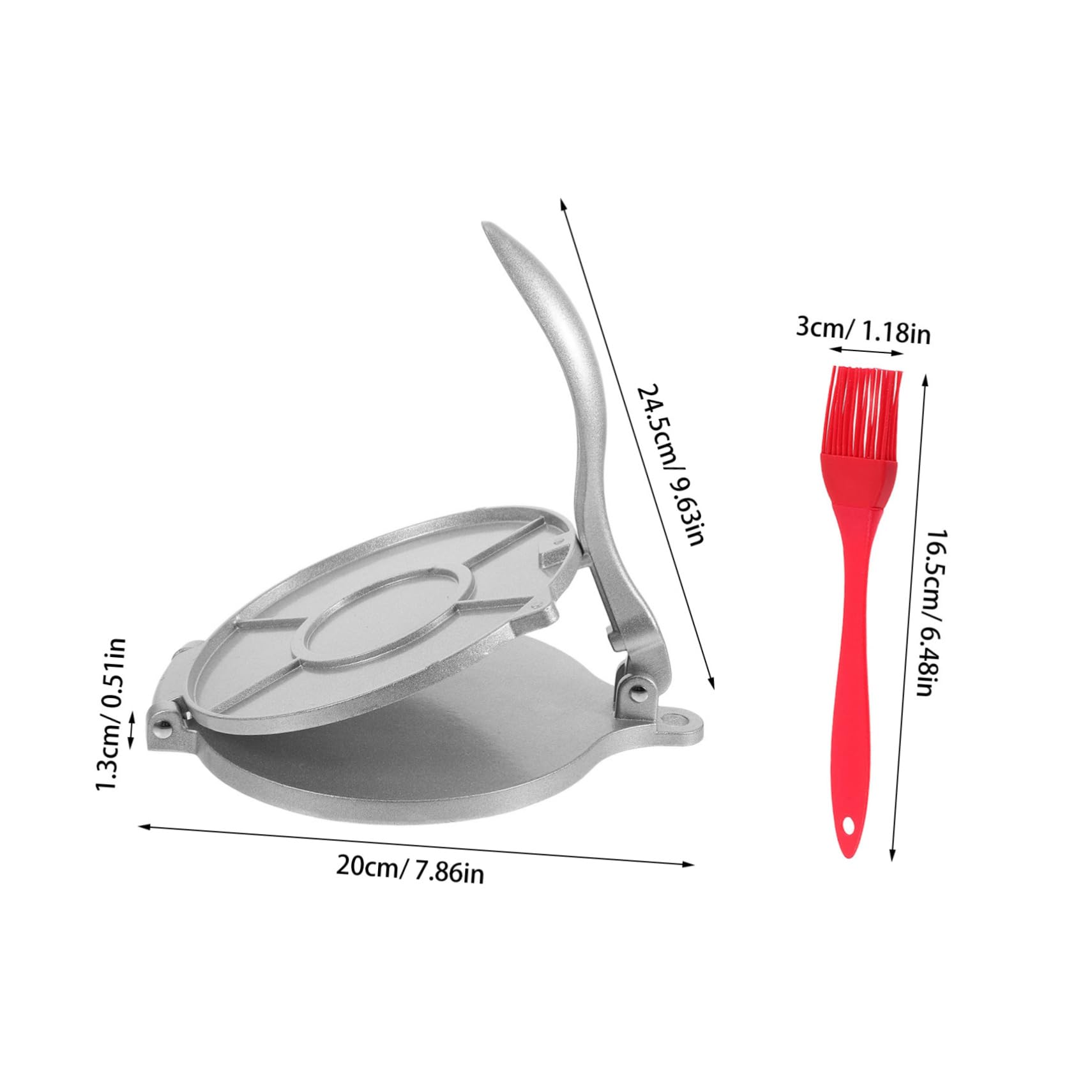 Cabilock Multi Function Manual Dough Press for Homemade Dumplings Tortillas and Pizza Tortilla Maker with Easy Clean Surface and Silicone Brush Included