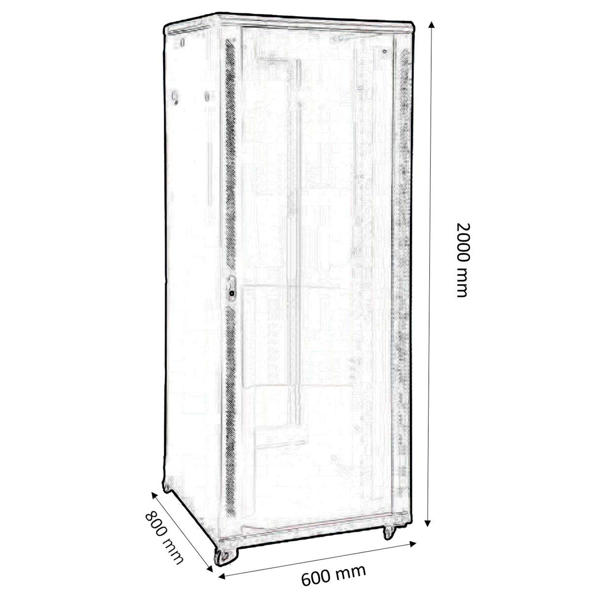 KIMEX - Armario Rack 19" de Suelo - Ancho 600mm, Fondo 800mm, Altura 42U - Negro - 112-6842K