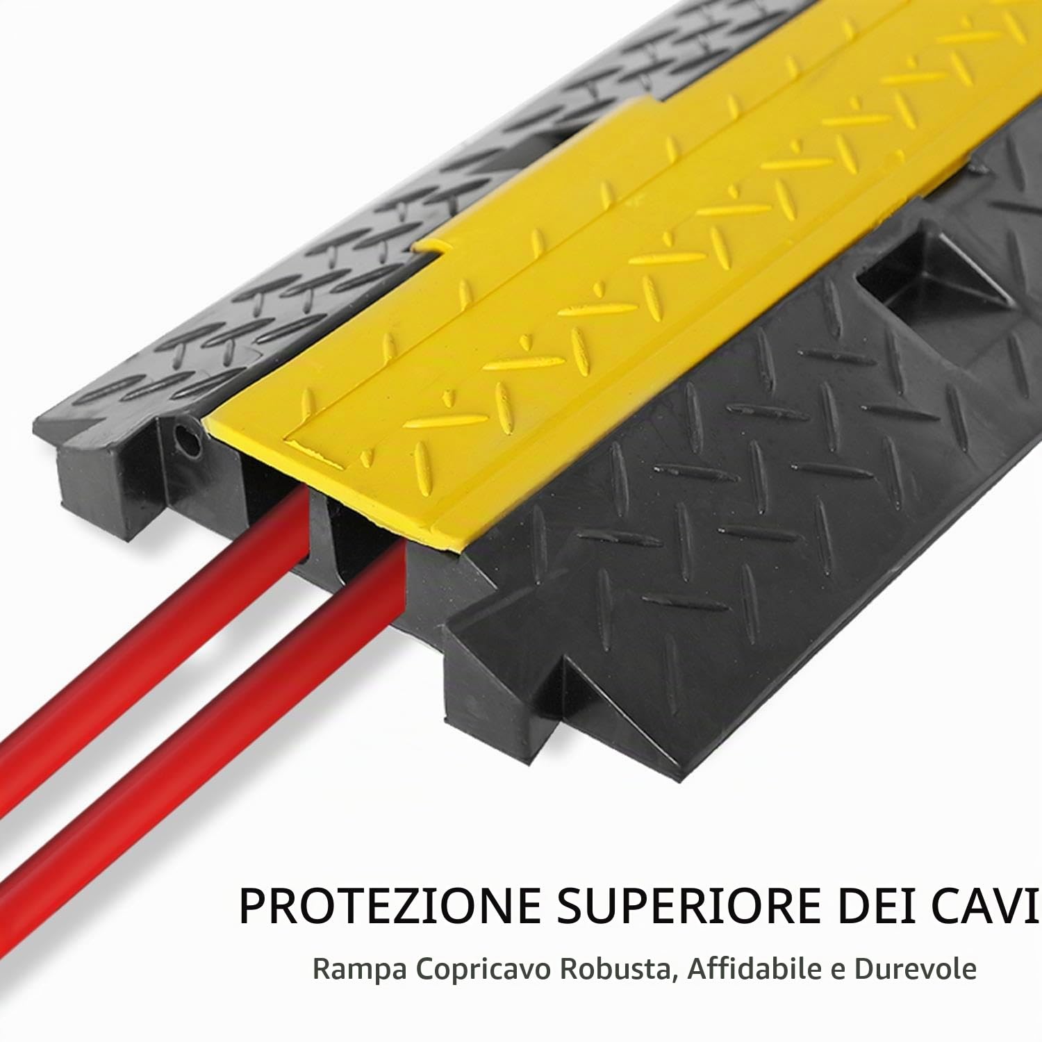 Pyle Copertura Resistente per Rampa Protettiva per Cavi - Supporta Protezione per Cavi per Carichi Pesanti a Doppio Canale da 19.958 kg con Copertura Superiore Apribile, Cavo Interno Esterno