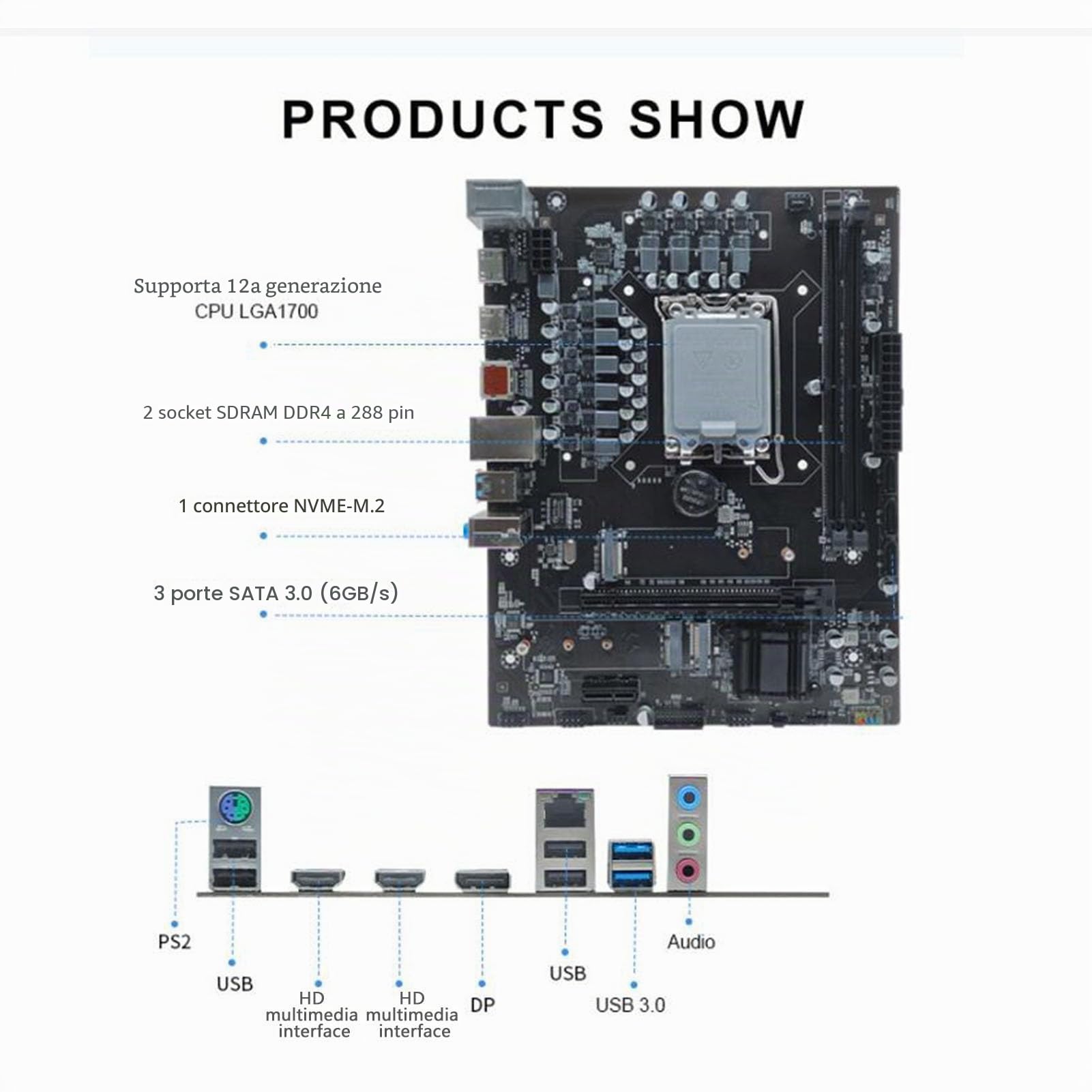 Elprico Scheda madre Mini ITX, H81 LGA 1150 slot Dual Channel Gaming PC scheda madre supporto per CPU I3 I5 I7 4a 5a generazione per PC All in One