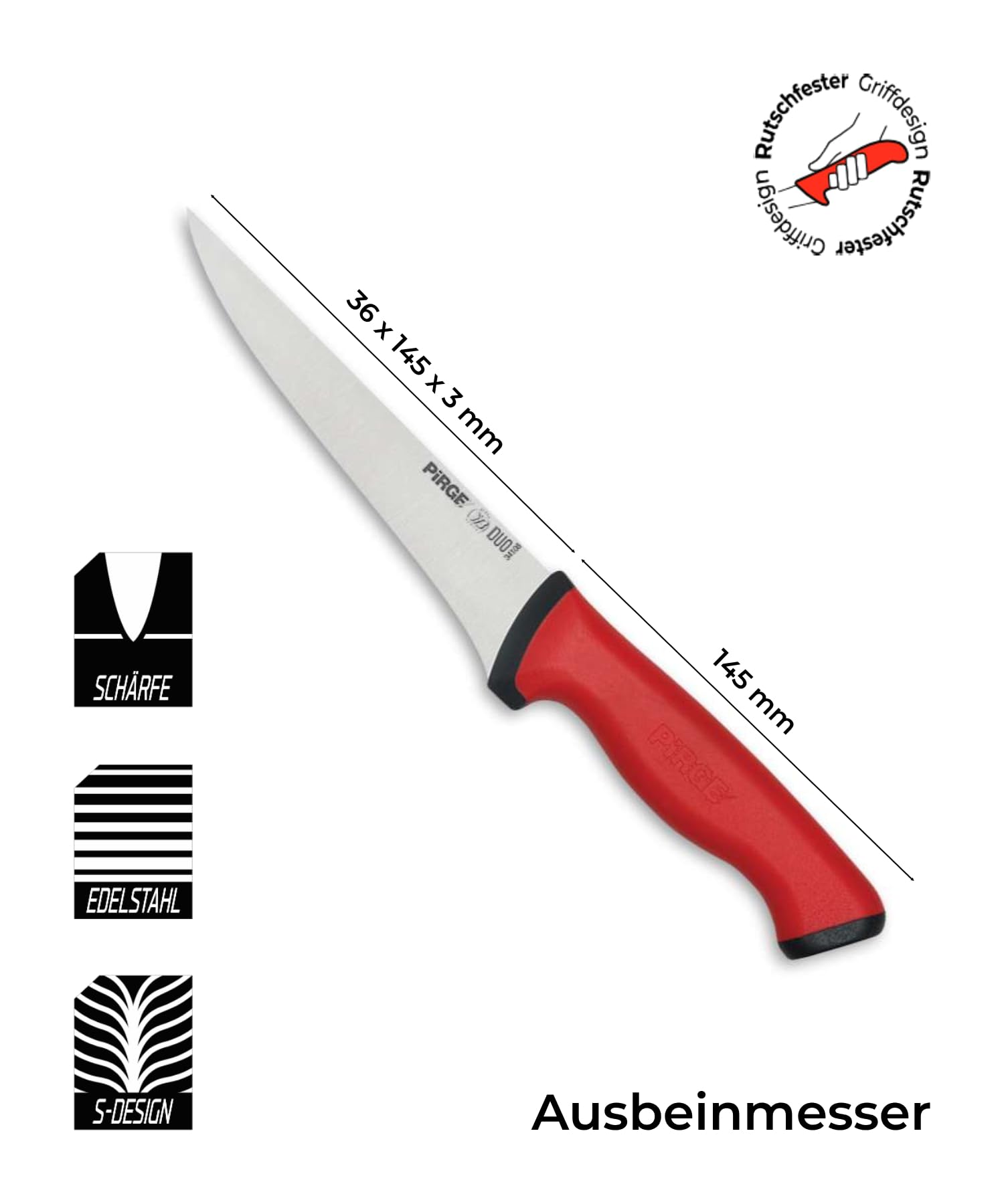 Pirge Duo Coltello da macellaio Mega Set 7 pezzi Coltelli da macellazione Manico antiscivolo - Coltello da carne - Coltello da infilzare - Coltello da disosso con affilatura eccellente -