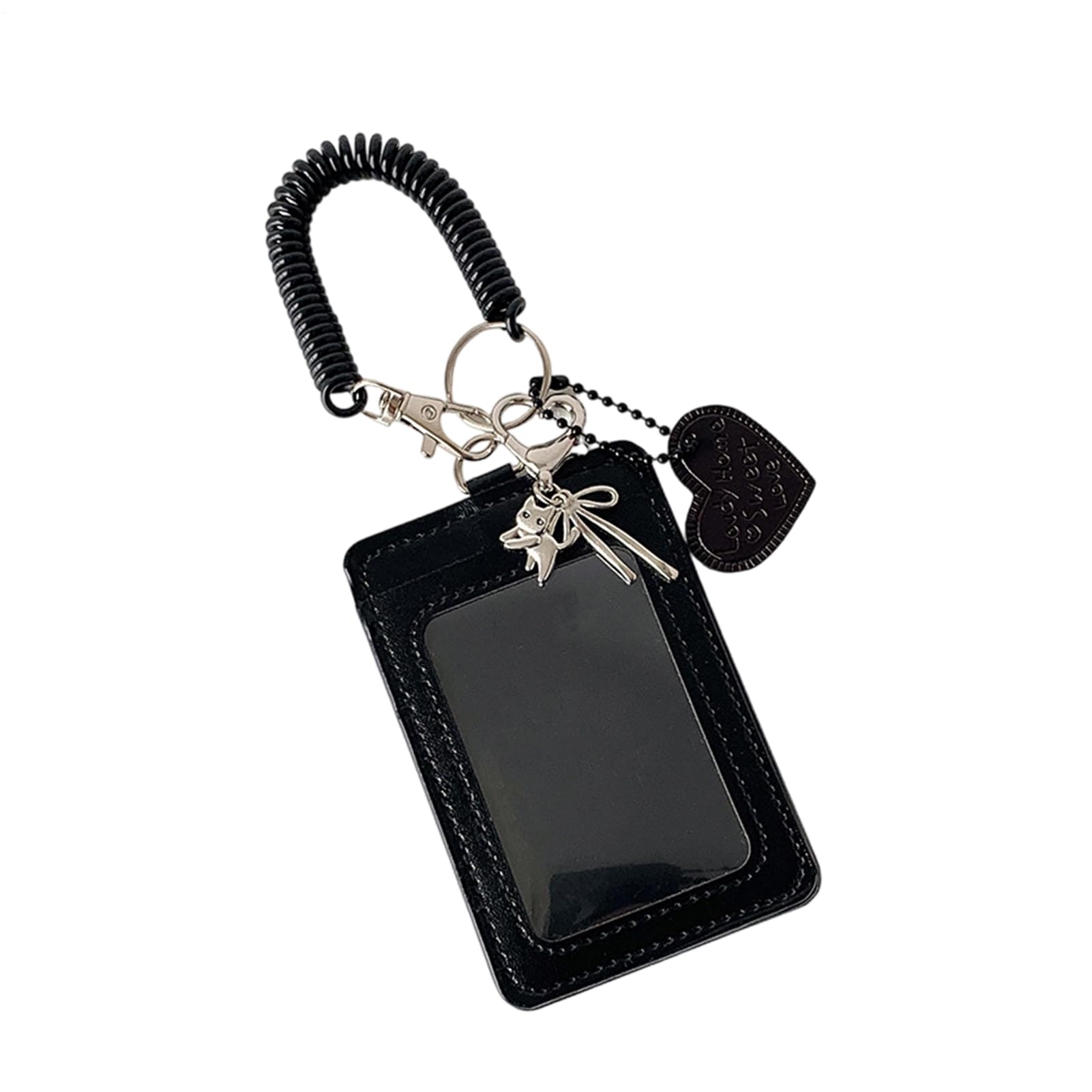 Photocard Holder – Photo Card Holder, PU Leather Case | Photo Organizer for Cards ID Badges Passes | Cute Love Heart Charm Wrist Spiral Strap Travel Accessory for Women Men Fans School Office Daily U