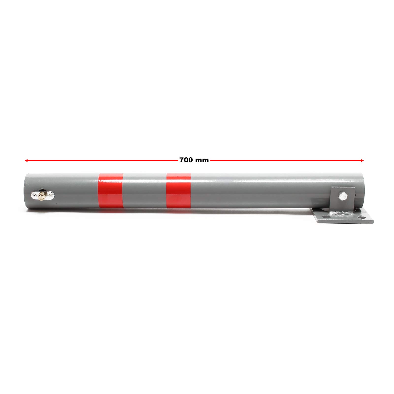 Wiltec Parkpfosten 705 x 75 mm, Parkplatzsperre klappbar rund, Absperrpfosten aus Stahl, Parkpfosten, Poller