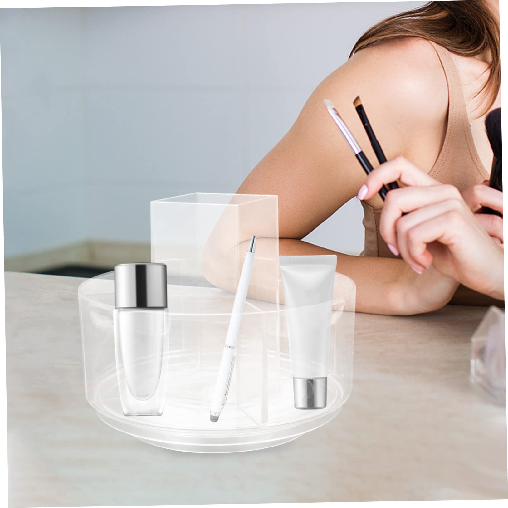 Organizer Cosmetici Rotante 360 Gradi, Porta Trucchi da Tavolo in PET