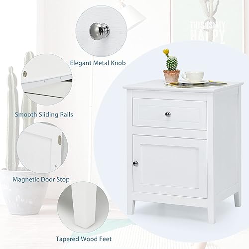 Miniatura 4 de Giantex Mesa auxiliar de madera con estante, mesa auxiliar de almacenamiento de 2 niveles, mesa auxiliar para sala de estar, dormitorio, mesa