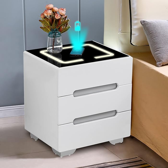 Buy Smart Bedside Table with Function of Mobile Phone Wireless Charging