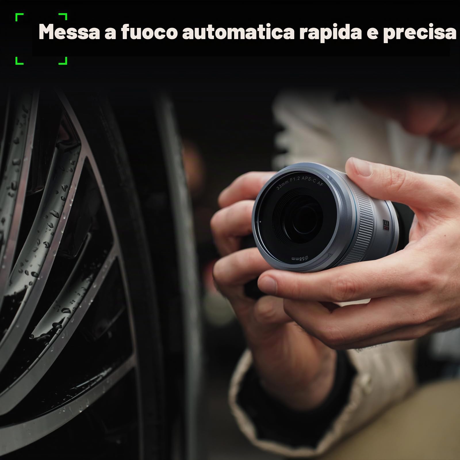 SIRUI Sniper Obiettivo Grandangolo Autofocus APS-C 33mm F1.2 per A5, A6, FX30, ZV-E10 (Attacco E, Argento)
