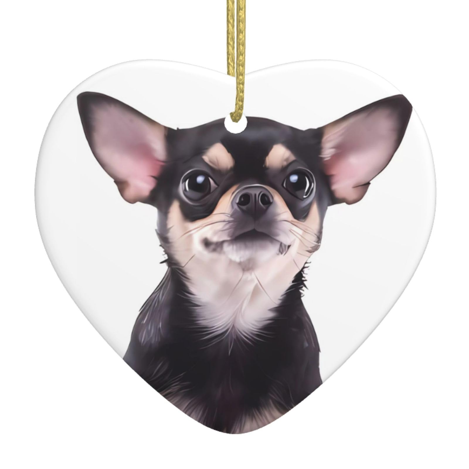 Asmeir Cute Chihuahua Print Personalised Christmas Bauble, Ceramic Christmas Hanging Ornament, Christmas Tree Decoration For Boyfriend Girlfriend Wife Xmas Gifts