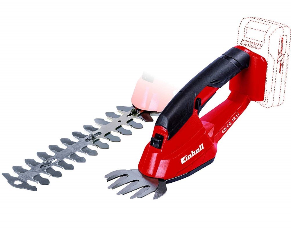 Einhell Akumulatorowe nożyce do trawy i krzewów GC-CG 18 Li-Solo Power X-Change & Einhell S35 Walizka, Czerwony/Czarny, S