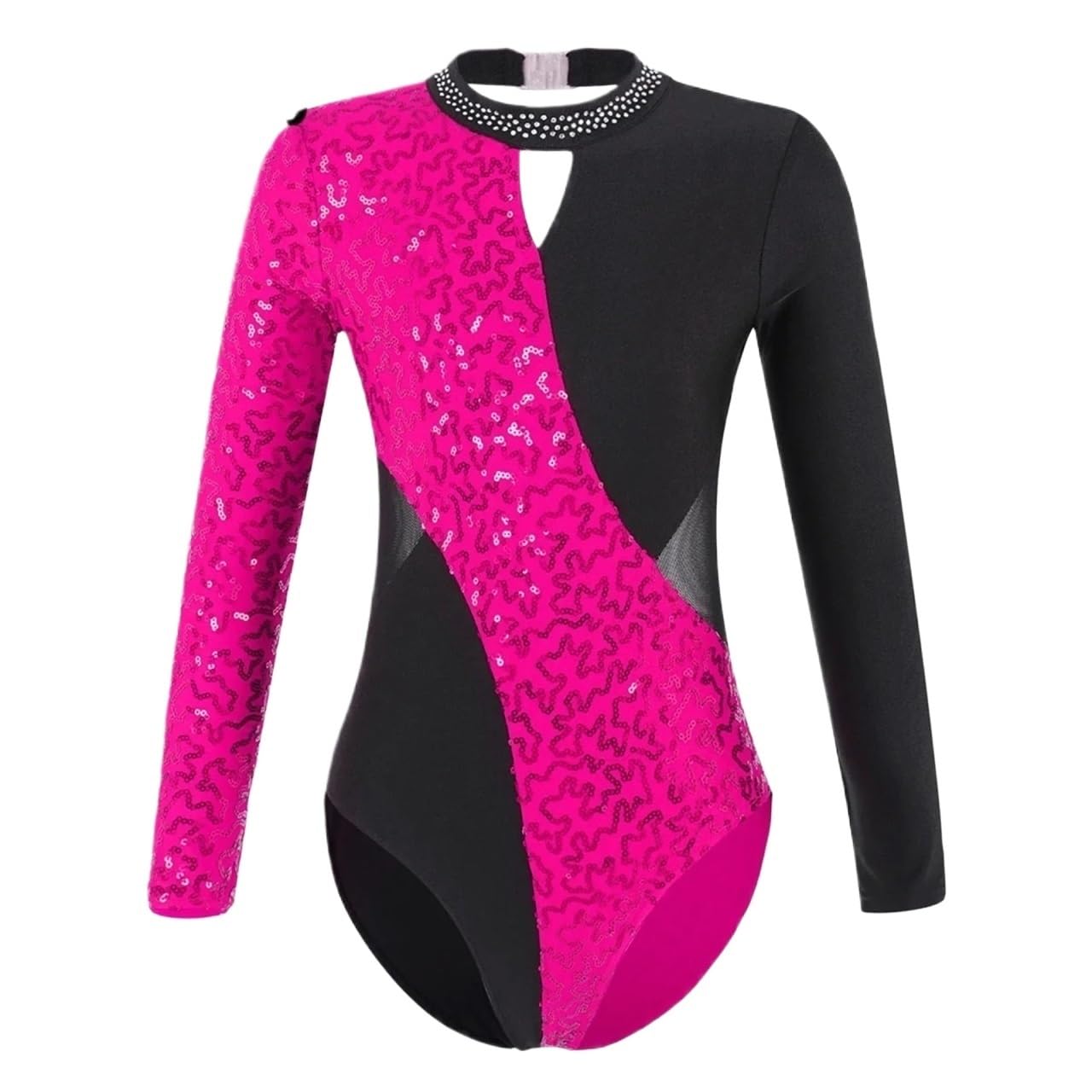 Body Danza Bambina Body da Ginnastica for Ragazze, Manica Lunga, Scava Fuori, Body da Danza Classica, Competizione, Pattinaggio su Ghiaccio Ginnastica Artistica(A-Yellow,12)