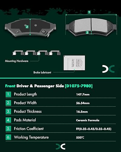 Miniatura 3 de SCITOO - Juego de pastillas de freno de cerámica, 8 pastillas de freno para Buick Allure, 2005-2009 para Buick LaCrosse, 2004-2008 para Pontiac