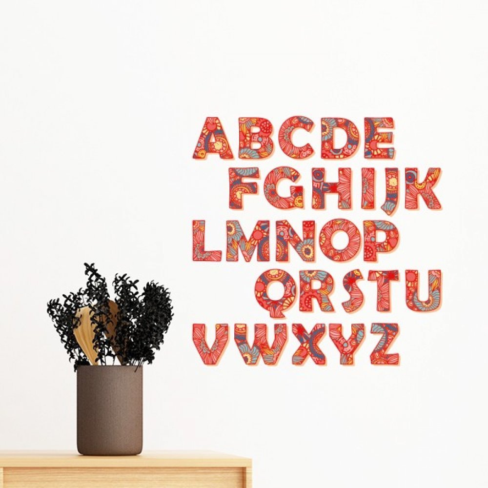 Autocollant mural lettre A-Z motif fleur papier peint DIY 50cm