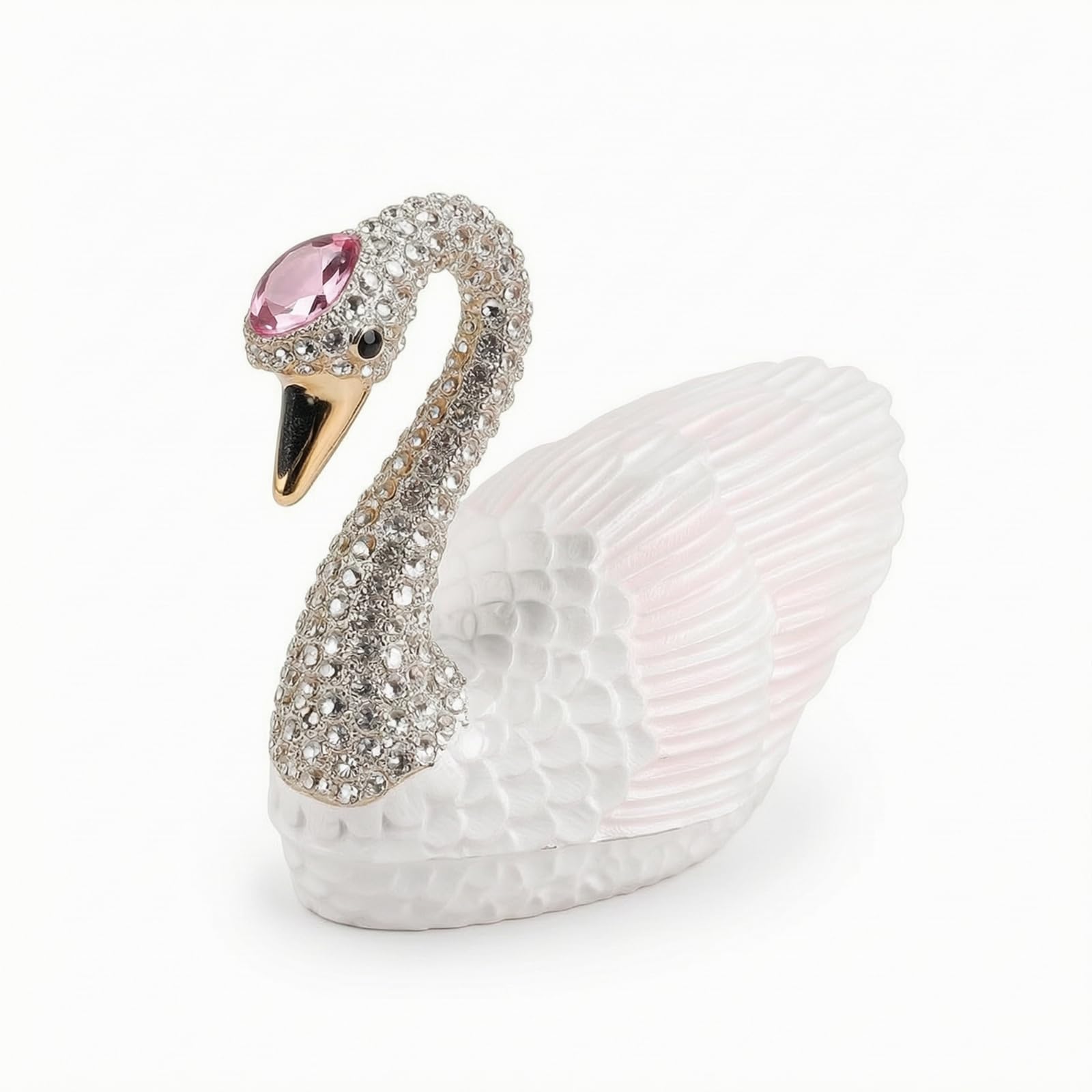 Joyero Cisne Compacto Caja con Forma Cisne Resistente a Arañazos para Mujeres, Coleccionistas, Cómoda, Rosa