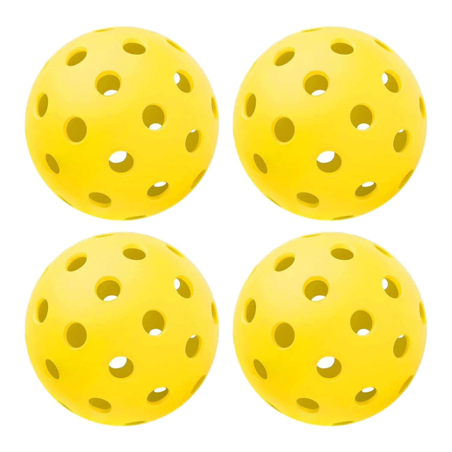 40 Holes Outdoor Pickleball Balls, High Visibility and Bounce, All Style Pickleball Paddles & All Skill Levels (Yellow - Pack of 4)