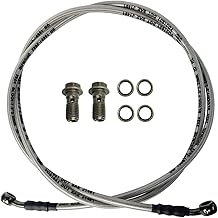 82" / 210CM Braided Hydraulic Brake Hose Line with 2 Banjo Nuts Universal Brake Line Compatible with GY6 Kazuma Sunl Taotao Roketa Jonway Scooter Moped Dirt Bike Go Kart ATV 10MM Banjo Ends