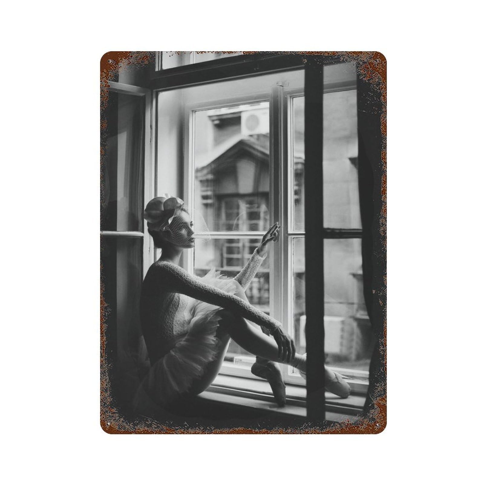 xiaoxiaoshen Dancer in The Window Wall Decor Art Metal Tin Poster Modern Home Decor Art Home Bar Shop Decorations Vintage Sign 40x30cm