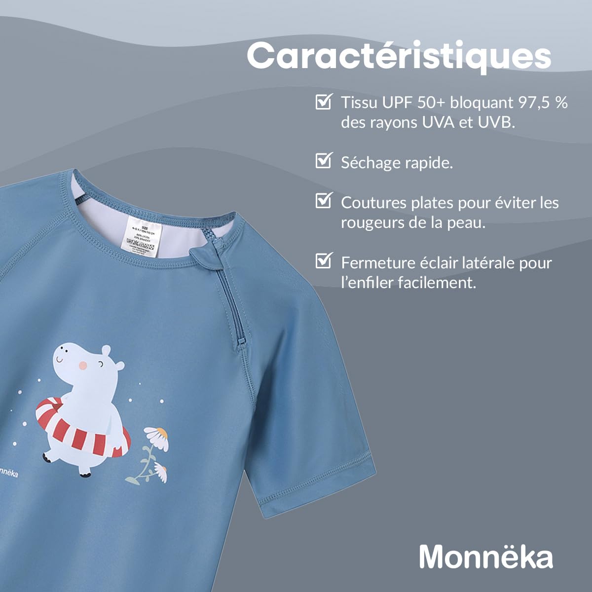 T-Shirt de Bain Rashguard pour Enfants | Maillot de Bain à Manches Courtes avec Protection Solaire pour bébés et Enfants, Doux, Confortable et Facile à Enfiler