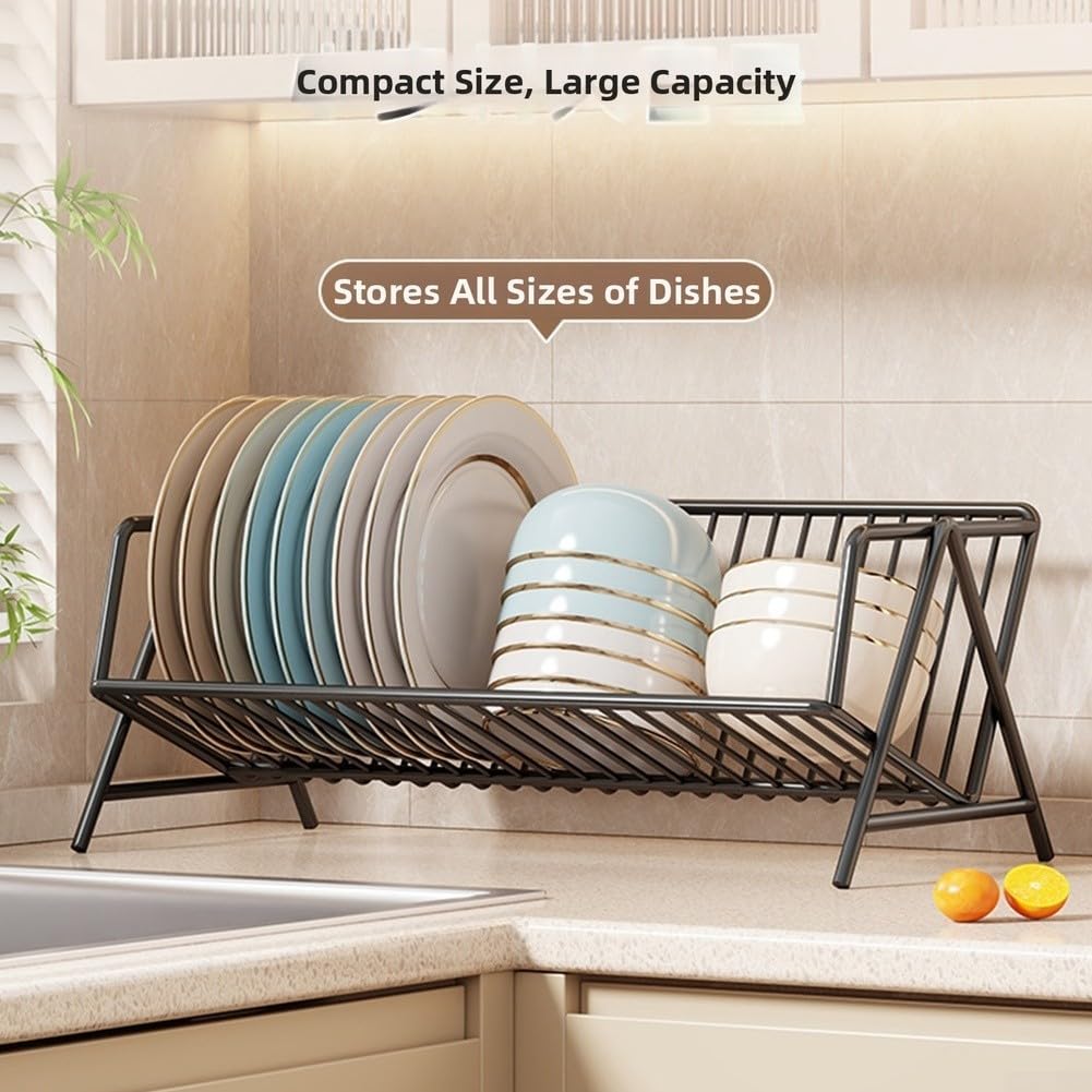 Escurridor de Platos Grande Capacidad para estante Secaplatos Metal Negro Cocina Organizador Vajilla 38x23x18cm(White)