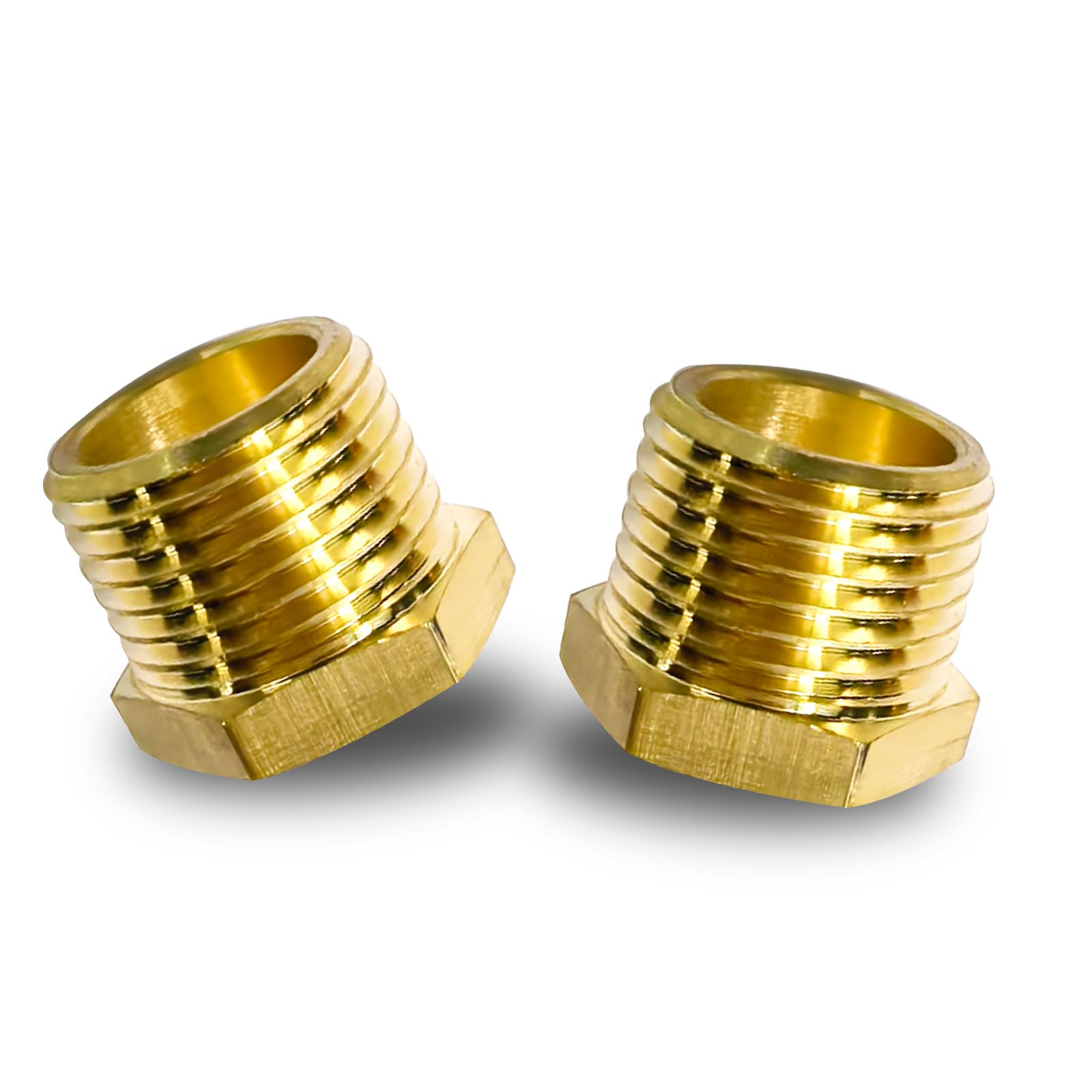 Gadoutcover 2 Pcs Brass Bushing 1/2" Male to 3/8" Female, 1/2" to 3/8" NPT Adapter Hex Brass Reducing Pipe Adapter Fitting Pipe Hose Tube Adapter