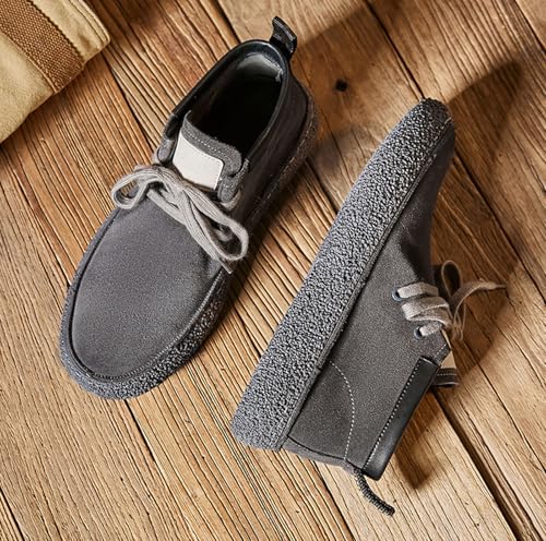 Men's Vintage Brushed Suede Leather Mid Top Ankle Boots Fashion Slip Resistant Lace Up Casual Loafers For Casual And Hiking4