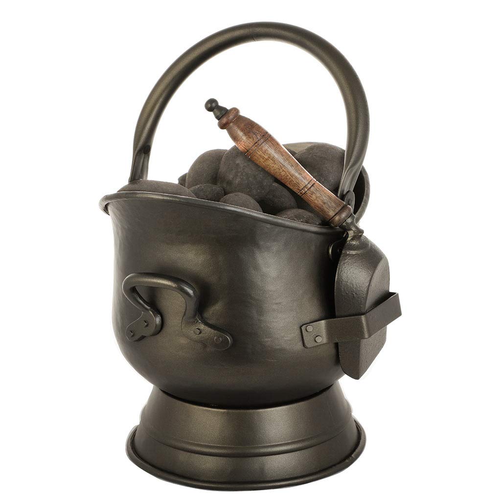 Dibor Brass Coal Scuttle Bucket Vintage Style Footed Fuel Bucket With Shovel Recycled Iron Fireside Coal Bucket