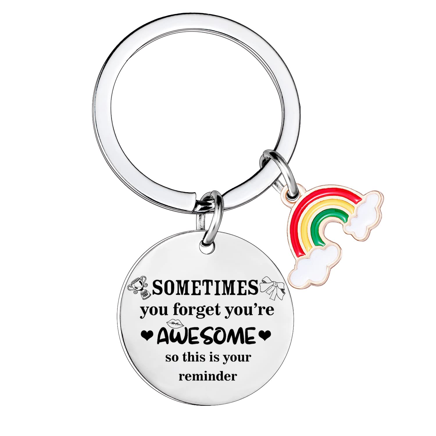 MADHAHEFU Inspirational Keyring Sometimes You Forget You’re Awesome So This Is Your Reminder Keychain For Best Friend Daughter Women Men Birthday Gifts