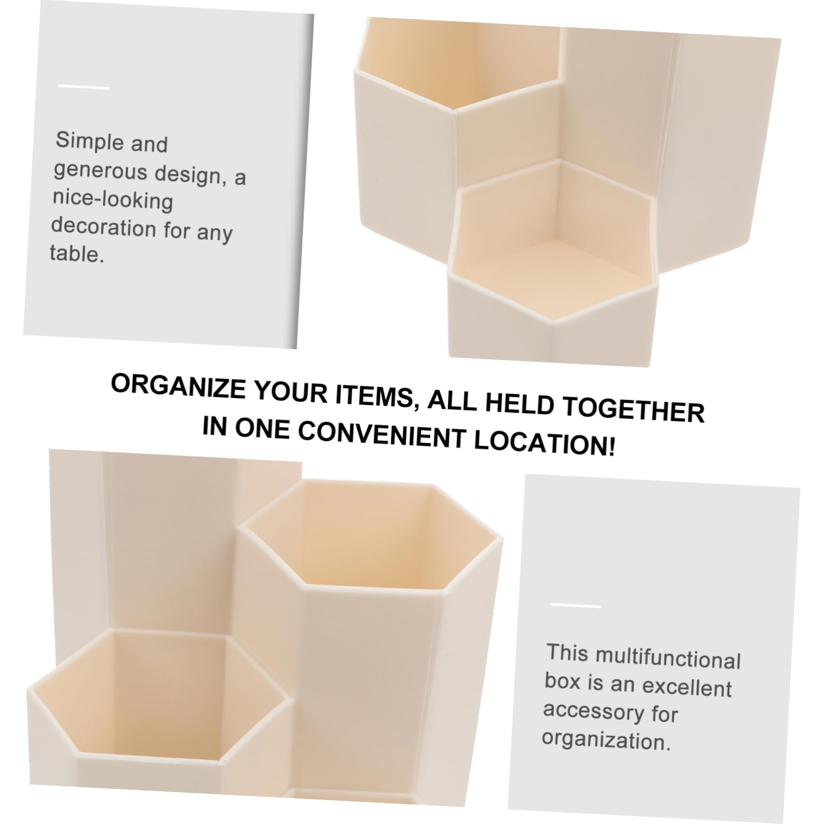 3pezzi Organizer Scrivania Multifunzionale Portapenne e Portaoggetti Cosmetici Design Esagonale Per
