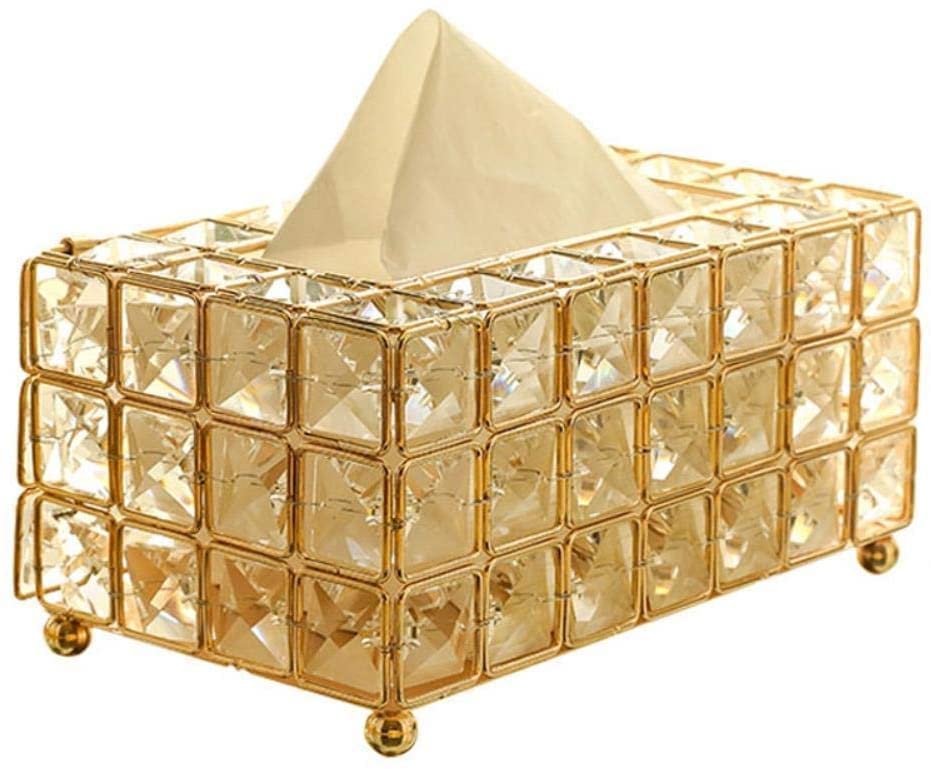 HKAFD Estilo Metal Caja de Tejido de Cristal Tenedor de Tejido extraíble Titular de la servilleta Cocina Sala de Estar Comedor Dispensador de decoración