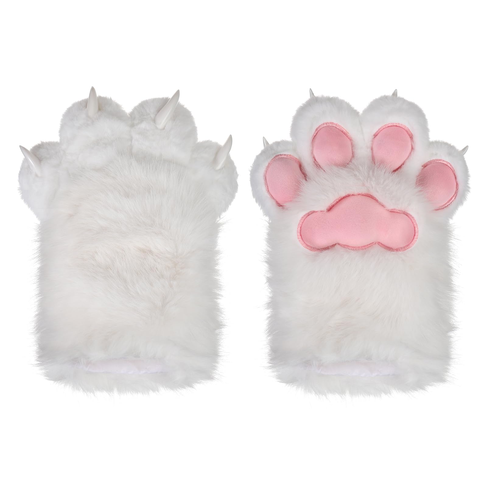 HKSICHENGKEJIUK Cute Cat Paw Gloves Squeaky Furry Cat Claw Mittens Fluffy Faux Fur Animal Paw Hand Gloves for Cosplay Costume Lolita Party Fancy Dress Party Warm Handwear for Women