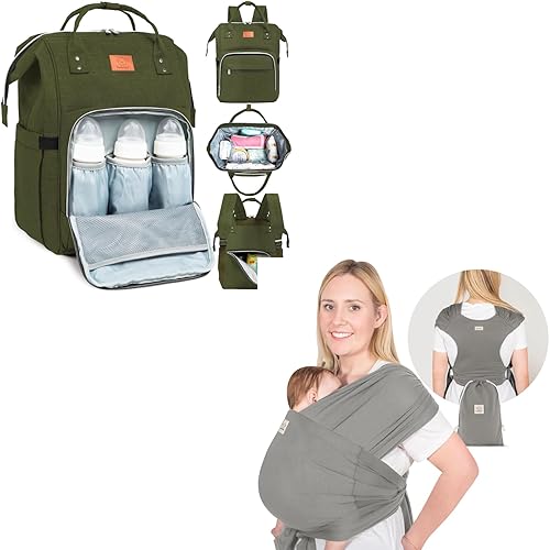 KeaBabies D-Lite - Mochila para pañales y envoltura para bebé, impermeable, multifunción, para viajes, fácil de llevar, ajustable, para recién